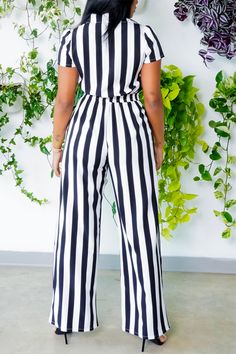 Striped V-neck Jumpsuits And Rompers For Summer, Fitted Casual Summer Jumpsuits And Rompers, Casual Non-stretch Jumpsuits And Rompers For Beach, Trendy Summer V-neck Jumpsuits And Rompers, Casual Short Sleeve Jumpsuits And Rompers For Day Out, Trendy V-neck Jumpsuits And Rompers For Summer, Casual Short Sleeve Jumpsuits And Rompers For Spring, Chic V-neck Jumpsuits And Rompers For Beach Season, Trendy Beach Overall Jumpsuits And Rompers