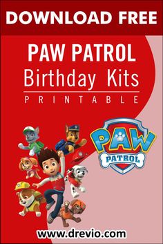 the paw patrol birthday kit is available for purchase on this page, and it's free