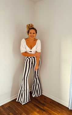 BOHO STRIPED DENIM FLARES. 97% COTTON, 3% SPANDEX. Dark Blue Stripe. Chic High Rise Jeans For Day Out, Chic Mid-rise Jeans For Day Out, Chic High-waisted Jeans For Day Out, Non-stretch Cotton Bottoms For Day Out, Spring High-rise Flare Jeans For Day Out, High Rise Flare Jeans For Summer Day Out, Cotton Bottoms For Day Out In Spring, Chic High Rise Flare Jeans For Day Out, Spring Cotton Bottoms For Day Out