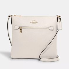 New With Tags! Coach Rowan Leather Crossbody Purse Bag Materials Crossgrain Leather Fabric Lining Strap Adjustable Strap With 21.75" Drop For Shoulder Or Crossbody Wear Features Outside Zip Pocket Zip-Top Closure Inside Multifunction Pocket Offers Welcome Coach Cream Evening Bag, White Coach Evening Bag, White Coach Shoulder Bag For Formal Occasions, Formal White Coach Shoulder Bag, White Coach Bag For Formal Occasions, Bags Coach, Leather Crossbody Purse, Purse Bag, Leather Fabric