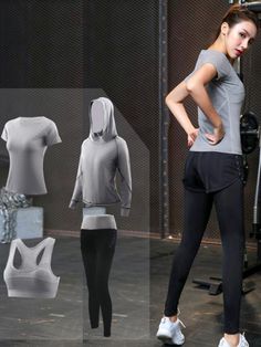 Sku CY-!24150 Material Fiber Blended , Chinlon , Nylon Feature Solid Occasion Sports Seasons Spring , Summer , Autumn , Winter Type Yoga Suits Number 3 PIECES,4 PICECS,5 PICECS Color BLACK,PINK,LIGHT GRAY Size S(US 2),M(US 4),L(US 6),XL(US 8),2XL(US 10) Size chart: Please consult the size chart we provide for this item's measurements to help you decide which size to buy. Please note: There may be 1-3cm differ due to manual measurement. CMINCH Cm Bra Length Bust Sleeve Waist Hips Top Length Bottom Length S(US 2) 31 80 59 68 82 58 90 M(US 4) 32 84 60 72 86 59 91 L(US 6) 33 88 61 76 90 60 92 XL(US 8) 34 92 62 80 94 61 93 2XL(US 10) 35 96 63 84 98 62 94 High Stretch Sportswear Top For Outdoor Activities, Casual High Stretch Sports Sets, Casual Stretch Moisture-wicking Sets, Casual Moisture-wicking Stretch Sets, Casual Stretch Gym Sets, Fitted Gray Sports Sets, Gray Fitted Sports Sets, Gray Fitted Sports Set, Casual Stretch Sets For Gym