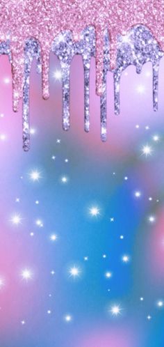 an abstract background with pink, blue and white glitter drips on top of it