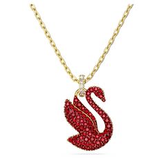 This pendant reimagines the iconic Swarovski Swan in a pavé of auspicious red crystals worn on a gold-tone plated chain. This is a truly captivating piece of jewelry to add a vibrant flourish to your style, or for giving as a special gift. Swarovski Red Jewelry, Swan Pendant, Swan Necklace, Life Affirmations, Swarovski Swan, Fashion Figure, Golden Red, Red Pendants, Swarovski Necklace