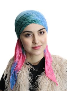 Girlfriend gift for weekends, vacations, beachwear and chillin. Cotton candy design by Uptown Girl Headwear brand. NO TWO SCARVES ARE EXACTLY THE SAME. The pink green and blue pattern are placed uniquely on each scarf. ❤️ For sensitive head. Very lightweight soft stretchy t shirt fabric hair cover for girls and women. ❤️ Uptown Girl Headwear brand Head covering ❤️The Happy Snappy Colored Wrap that helps conceal hair and head ❤️Jersey Knit stretchy head scarf ❤️Fits head size circumference 21-24 Blue Beach Headscarf For Summer, Blue Summer Beach Headscarf, Multicolor Headband Headscarf As Gift, Bohemian Headscarf For Summer Vacation, Bohemian Beach Headscarf One Size, Blue Summer Scarves For Vacation, Casual One Size Headscarf For Festivals, Casual Multicolor Scarves, Casual One Size Festival Headscarf