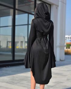 Black Medieval Hooded Dress Bell Sleeve Gothic Witch Dress - Etsy Turkey Dress Bell Sleeve, Witch Dress, Gothic Witch, Victorian Goth, Black Boho, Goth Dress, Hooded Dress, Boho Women, Halloween Dress