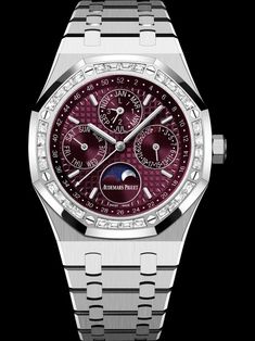 Royal Oak Perpetual Calendar, Ap Royal Oak, Colorful Watches, Monochrome Watches, Purple Diamond, Expensive Watches, Gold Models, Perpetual Calendar