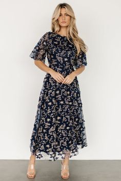 Sierra Sweetheart Maxi Dress | Navy | Baltic Born Tulle Material, Tulle Maxi Dress, Baltic Born, Tulle Sleeves, Light Blue Dresses, Sequin Maxi Dress, Embroidered Tulle, Dress Dusty, Maxi Dress Navy