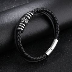 Item specifics: Style Men Bracelets length 20 Material PU,steel Leather Bracelet For Men, Casual Bracelets, Bracelet Viking, Designer Bracelet, Mens Watches Leather, Watches Women Leather, Tungsten Mens Rings, Bracelet Watches Women, Genuine Leather Bracelet