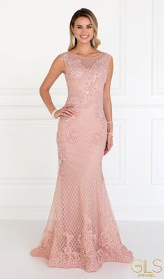 Dusty Rose Floral Embroidered Mermaid Gown by Elizabeth K GL1536 – ABC Fashion Embroidered Mermaid, Western Gowns, Mommy Dress, Unique Wardrobe, Classy Lady, Western Outfit, Affordable Prom Dresses, Graduation Dresses, Groom Dresses