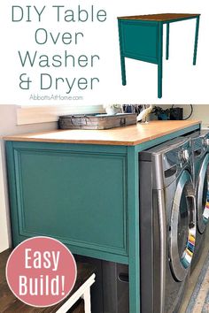 the diy table over washer and dryer is easy to build