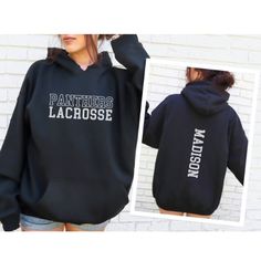 Need a customized sports hoodie? We got you covered. :)  This hoodie is fully customizable - you can put any text on the front & back! Any name, sport, town/location can be added.  Want this in a t-shirt or crewneck instead? Message us!  * PRODUCT DETAILS * ✺ Soft preshrunk 50% cotton, 50% polyester blend ✺ Medium weight fabric (super soft feel) ✺ Wash and dry normally (on cool for best results) ✺ Designed and printed in the USA ✺ Due to different monitor screens, colors may vary ✺ * SIZING * ✺ Black Hoodie With Letter Print For Game Day, Black Game Day Hoodie With Team Name, Black Team Spirit Sweatshirt With Drawstring Hood, Black Hoodie With Drawstring Hood For Game Day, Black Team Name Hoodie Sweatshirt, Black Team Spirit Hooded Sweatshirt, Black Hoodie With Team Name For Sports Season, School Spirit Hooded Hoodie For College, School Spirit Hoodie For College