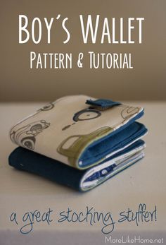 Boy Sewing Projects, Sewing Wallet, Wallet Pattern Free, Wallets For Boys, Wallet Sewing Pattern, Diy Stocking Stuffers, Sew Wallet, Simple Wallet, Wallet Tutorial