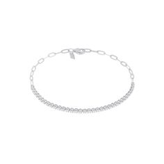 The Diamond Segment Mini Link Chain Necklace is proof that our classic Mini Link Chain can shine even brighter. With a 3" diamond segment totaling .37 carats and a classic link chain, this bracelet brings showstopping sparkle to your wrist stack. Classic Link Chain Tennis Bracelet, Classic Silver Diamond Chain Bracelet, Diamond Link Bracelet With Jubilee Design, Modern Diamond Bracelet With Adjustable Chain, Classic Diamond Chain Bracelet With Adjustable Chain, Classic Chain Tennis Bracelet, Classic Diamond Bracelet With Chain, White Gold Diamond Jubilee Bracelet, Everyday Classic Sterling Silver Diamond Bracelet