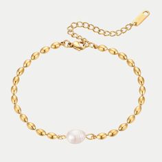 This stunning Aurora golden pearl beaded bracelet radiates elegance with its gorgeous golden sheen and luxe pearl. Divinely designed to be waterproof and tarnish proof, it's a must-have accessory for any wardrobe! Perfect for making a statement, this gold-plated masterpiece is sure to turn heads. ………………………………….D E T A I L S• Materials: Stainless steel, 18k gold plating, freshwater pearl.• Length: 17cm (6.7 inches) + extender 5cm (2 inches)• Width: 0.3cm (0.1 inch)• This product is hypoallergenic Contemporary Fine Jewelry, Pearl Beaded Bracelet, Golden Pearl, Modern Muse, Minimal Jewelry, Pearl Bracelet, Jewelry Branding, Pearl Beads, Gold Plating