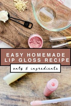 This easy recipe is going to make the best DIY lip gloss you have ever used! It’s a simple and natural recipe that can easily replace your store-bought lip gloss. This lip gloss can be made into a clear gloss or add a natural tint to make it the exact shade you want. Organic Lip Gloss Recipe, Diy Lip Gloss Base, Lip Gloss Recipe Diy, Diy Lip Gloss Recipes How To Make, Make Lip Gloss Diy, Diy Lip Oil Recipe, Homemade Lip Gloss Recipe