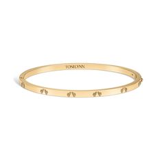 14K Solid Gold; Available in Yellow, Rose, and White Gold Hinged bracelet with our signature Butterfly Kisses detail engraved all around. Our double secure push clasp is designed to be flush to the surface for easy stacking. Width: 3.45mm Height: 2.6mm Approx 19.8g Luxury Engraved Rose Gold Bracelet, Elegant White Gold Bracelets With Hallmarks, Classic 14k Gold Bracelet With Hallmarks, Everyday Yellow Gold Engraved Bracelet, Signature Engraved Yellow Gold Jewelry, Everyday Engraved Yellow Gold Bracelet, Engraved Signature Yellow Gold Jewelry, Timeless Tarnish-resistant Yellow Gold Bangle, Luxury Stackable Gold Plated Bracelet