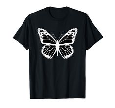 a black t - shirt with a white butterfly on it