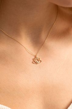 Lotus Flower Necklace, 14k Gold Diamond, Unique Gift for Her, Handmade Jewelry, Diamond Necklace, Lotus Pendant, Gold Flower Necklace, Minimalist Jewelry, Dainty Necklace, Delicate Necklace, Statement Necklace, Gift for Wife, Gift for Girlfriend, Gift for Mom, Gift for Sister, Trendy Jewelry, Luxury Jewelry, Fine Jewelry, Handmade by Artisan, Bohemian Jewelry, Vintage-Inspired Jewelry, Romantic Jewelry, Love Jewelry, Jewelry, Special Jewelry, Ethically Sourced Materials, Sustainable Jewelry. 14k Gold Jewelry With Flower Charm For Anniversary, 14k Rose Gold Jewelry With Flower Charm, Elegant 14k Gold Jewelry With Flower Charm, 14k Gold Flower Pendant Jewelry Gift For Mom, 14k Yellow Gold Jewelry With Flower Charm, Yellow Gold Flower Pendant Jewelry For Mom, Yellow Gold Flower Pendant Jewelry As Gift For Mom, Yellow Gold Flower Pendant Jewelry Gift For Mom, 14k Gold Flower Pendant Necklace For Mom