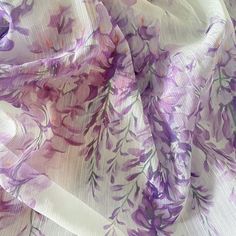 Description: Print purple flowers chiffon fabric,   gleam fabric, no stretch fabric,  ideal for Lace top, Summer dress, maxi dress, vocation dress, beach dress, curtain supply ❤Width: The full frame is about 145 cm (57'') ❤Length: This listing is for One yard. If you order more than 1 yard, we'll keep it in one continuously piece whenever it's possible. ❤There are more yards in stock, if you want more, please order more for correct qty. ❤ Please, visit my shop prettylaceshop.etsy.com ❤ Chiffon Curtains, Wisteria Flower, Fabric Diy, Print Flower, Sewing Material, Dress Beach, Top Summer, Fabric Stores Online, Dress Maxi