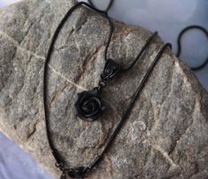 Absolutely black Necklace with snake chain and clay flower. Each petal of flower made by hand Flower's size approx 13 -15mm/0.5-0.6 in across Length of necklace is adjustable 17,5+ 2 in / 45 +5 cm Polymer clay isn't afraid of water, strong and flexible. Gorgeous gift as handmade item Metal bail in black color (Bails hole 6*4 mm/ 0,23*0,16 inch). ♥All my jewelry come in boxes or bags. If you are purchasing a gift I am happy to include personalized messages with your order. Please leave a note of Black Flower Jewelry For Gift, Black Flower Necklace For Gift, Black Jewelry With Flower Charm As Gift, Black Flower Pendant Necklace For Gift, Black Flower Pendant Jewelry Gift, Adjustable Black Jewelry With Flower Charm, Black Jewelry With Flower Charm Pendant, Black Adjustable Flower Pendant Necklace, Black Flower Pendant Necklace With Charm