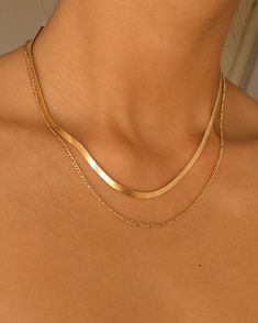 Gianna Chain Necklace - Midori Jewelry Co. - Necklace Multiple Necklaces, Italian Chain, Shes Perfect, Herringbone Chain, Gold Chains For Men, Soft Toothbrush, Under The Lights, Classic Elegant, Hearts Desire