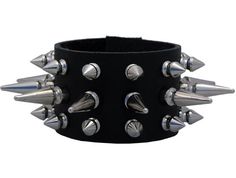 143SLS Wristband Punk Black Bracelet With Silver Studs, Black Leather Punk Bracelet With Silver Studs, Silver Punk Bracelets With Spikes, Adjustable Spiked Punk Wristband, Adjustable Punk Wristband With Spikes, Punk Black Wristband With Spikes, Adjustable Spiked Bracelets For Concerts, Gothic Studded Leather Bracelet For Concerts, Adjustable Spike Bracelet For Concerts