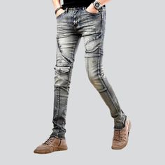 Make a statement this season with our 2023 Autumn Collection mid-waist vintage riding jeans! We’ve crafted a timelessly chic piece that blends vintage style with a modern biker appeal. Featuring a skinny fit, embroidered accents, zipper & button closure, and stretchy fabric, this is the perfect piece for a timelessly fashionable look.Distinctive Features: Vintage Style: An undeniable classic, this piece is a timelessly chic addition to your wardrobe. Biker Appeal: Show off your edgy sensibilitie Riding Jeans, Vintage Biker, Biker Jeans, Autumn Collection, 2023 Autumn, Stretchy Fabric, Suits You, Mens Jeans, Vintage Style