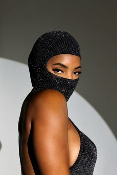 READY TO SHIP Ski Mask Fits all sizes. Super stretch authentic glitter blend. Fabric note: Some glitter can transfer onto skin. Hencha's height is 5’9, wears one size. Rhinestone Ski Mask, Ski Mask Photoshoot, Nike Ski Mask, Women Ski Mask, Mask Photoshoot, Ski Masks, Portraits Female, Motorcycle Ideas, Creative Photoshoot