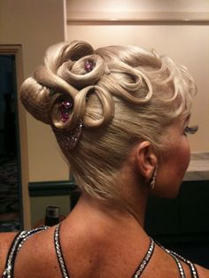 ballroom updo Dewdrop Nutcracker, Ballroom Makeup, Dancesport Hair, Competition Hair