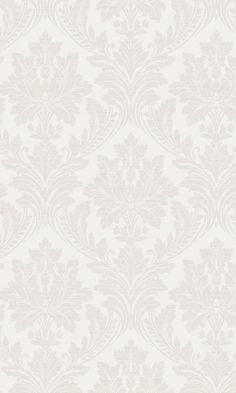 a white wallpaper with an ornate design on it's side and the background is light pink