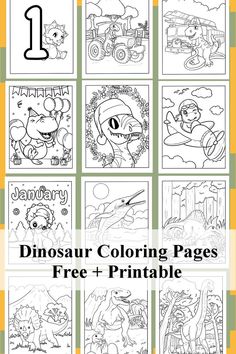 dinosaur coloring pages for kids to print and color with the numbers 1 - 10 on them