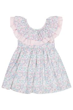 Deolinda Lilac Floral Dress, Floral Print Cotton Dress, Girls Floral Dress, Chic Baby, Baby Rompers, Kids Wardrobe, Printed Cotton Dress, Pink Floral Dress