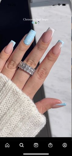 Trendy Winter Nails Square, Nails Ideas Winter, Double Liner, Winter Products, Gel Paint, Blue Acrylic Nails, Winter Nails Acrylic, Cute Christmas Nails, Christmas Gel Nails