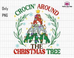 crocn'around the christmas tree is on display in front of a white background