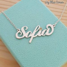 Order any word or name, for your new sterling silver 925 Sofia Style name necklace! Choose any swarovski birthstone for the dot of the i, or the first capital letter . * Nameplate and chain are all solid sterling silver 925. * My nameplates are upgraded 1.2mm gage (thickness) Please view photos in listing.  * Choose your chain length from the menu above.  * Please add the name that you would like in the NOTE TO SELLER section of your etsy checkout.  🍋 I hand make all of my jewelry. Please allow Silver Nameplate Necklaces With Birthstone, Silver Birthstone Nameplate Necklace, Sterling Silver Birthstone Necklace With Name, Silver May Birthstone Necklace For Birthday, Silver Birthstone Necklace For May Birthdays, Sterling Silver Name Birthstone Necklace For Birthday, Custom Name Silver Birthstone Nameplate Necklace, Elegant Sterling Silver Birthstone Name Necklace, Personalized Sterling Silver Birthstone Necklace For Birthday