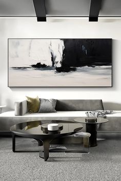 Minimalist black and white abstract painting with bold textured brushstrokes and dramatic contrast Black And White Abstract Painting, Unique Canvas Art, Modern Canvas Painting, White Abstract Painting, Surreal Scenes, Modern And Traditional Decor, Palette Art, Minimalist Artwork, Black And White Decor