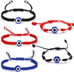 PRICES MAY VARY. 【Good Luck bracelet】 Evil eye symbolizes good luck and spiritual protection. One of the most popular forms of protection is to wear the evil eye talisman, it's a simple form to protect you from misfortune. Wear this red bracelet to our wrist can bring you success and good luck. 【Adjustable Size】 No worried about size, very easy to wear and take, just sliding the string. Suitable for all size, idea for women, men, family, teens, little girls, boys... 【Material】 The evil eye brace Adjustable Blue Bracelets With Black Beads, Adjustable Blue Beaded Bracelets With Black Beads, Blue Braided Bracelets With Colorful Beads For Gift, Blue Beaded Bracelets With Black Beads For Beach, Boys Bracelets, Good Luck Bracelet, Red Bracelet, Bracelets Bangle, Beaded Beads