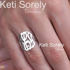 Large Monogram Ring 1 Personalized Initial Ring In | Etsy White Monogram Initial Ring For Anniversary, Monogrammed White Initial Ring For Anniversary, Personalized Initial Ring In White For Anniversary, Elegant White Initial Ring With Engraving, Elegant White Initial Ring Engraved, White Monogram Ring For Anniversary, Elegant White Engraved Initial Ring, Personalized White Initial Ring For Anniversary, White Initial Ring For Anniversary