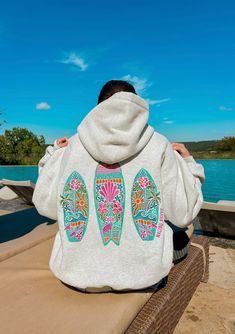 Sunset Surf - Multicolor Aesthetic Hoodies, Patchwork Hoodie, Sunset Surf, Summer Sweatshirt, Diy Sweatshirt, Trendy Hoodies, Cute Hoodie, Cute Sweatshirts, Embroidered Hoodie