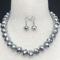 Stunning Hematite Bead Necklace And Earring Set. 19-22" Adjustable Necklace. All Jewelry Is New And Comes In Jewelry Pouch Or Gift Box. Bundle 4 Or More Items Receive Free Shipping. Other Listings, Chic, Boho, Classy, Glass, Beads, Sterling Silver, Stainless Steel, Tropical, Oceanic, Coastal, Traditional, Rainbow, Colors, Blue, Green, Red, Black, Silver, Orange, Pink, Purple, Yellow, Clear, Modern, Gothic, Natural, Stone, Crystal, Gemstone, Durable, Unique, Gift, Nature, Natural, Ring, Necklace, Silver Crystal Necklace With Spacer Beads As Gift, Silver Crystal Necklaces With Polished Beads For Gifts, Silver Faceted Beads Necklace For Party, Silver Beaded Necklaces With Faceted Beads, Silver Necklaces With Faceted Beads For Party, Silver Necklace With Spacer Beads For Party, Silver Large Beads Necklace For Party, Silver Jewelry With Faceted Beads For Party, Party Necklace With Silver Spacer Beads