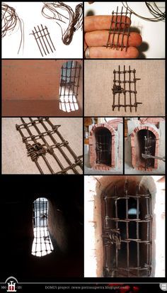 several pictures of different types of wire and bricks