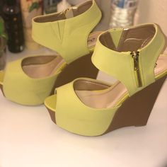 Brand New Green Wedges That Are Very Comfortable. Can Be Good With A Dress Or Jeans, Very Versatile! Fitted Wedge Heels For Spring, Spring Fitted Wedge Heel, Spring Fitted Wedge Sandals, Spring Fitted Platform Sandals, Spring Green Fitted Sandals, Casual Open Toe Fitted Heels, Casual Fitted Open Toe Heels, Trendy Green Wedge Sandals For Spring, Chic Fitted Wedge Sandals For Spring