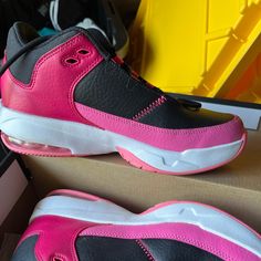 Very Cute Brand New Pink And Black Jordan’s. Pink Leather Basketball Shoes With Branded Insole, Pink High-top Basketball Shoes For Streetwear, Pink Leather Basketball Shoes With Round Toe, Pink Synthetic Basketball Shoes, Pink Synthetic Basketball Shoes For Sports, Pink Sporty Basketball Shoes, Sporty Pink Synthetic Basketball Shoes, Pink Synthetic Sporty Basketball Shoes, Casual Pink High-top Basketball Shoes