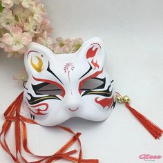 Qteee - Exquisite Vintage Fox Face Tassels Mask Japanese Fox Mask, Vintage Mask, Cat Masks, Masquerade Ball Party, Animal Cosplay, Japanese Fox, Kitsune Mask, Kitsune Fox, Japanese Mask