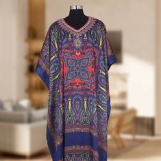 "Long Hand Embellished Kaftan Dress For Women One size fits most Material :- Silky Polyester 👉size Small  to 8XL 👈 Length 60\" and 43\" Width, Around 86\" This beautiful print Kaftan is handmade made from high-quality fabric. This unique style beaded Kaftan and the delicate pattern on it, makes it perfect for you to get ready for your big day- with style and comfort! Wash - Hand wash Free Shipping" Bohemian Kaftan For Navratri With Printed Motifs, Bohemian Blue Printed Kaftan, Bohemian Blue Kaftan With Printed Motifs, Festive Multicolor Printed Kaftan, Multicolor Printed Kaftan For Navratri, Multicolor Printed Motifs Kaftan For Navratri, Traditional Festive Kaftan With Vibrant Print, Festive Traditional Kaftan With Vibrant Print, Bohemian Summer Kurta With Digital Print