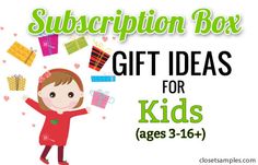 a girl with gifts in her hands and the words surprise box gift ideas for kids ages 3 - 16