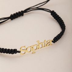 Macrame Name Bracelet, Custom Bracelet in 14K 18K Real Solid Gold, Minimalist Waterproof String Name Bracelet, Gift Idea For Mother ✅Gold Material: Solid Gold (no gold-filled or no gold plated material) ✅Gold Karat: 14K (%58,5) or 18K (%75) ✅Available gold color: Yellow Gold, Rose Gold and White Gold ✈️ SHIPMENT After your confirmation, I will ship your order in 1-3 business days. Estimated delivery time for UPS Express 3-4 business days. Please check your messages after your order for confirmation. Affordable Black Name Bracelet For Friendship, Personalized Yellow Gold Bracelet Gift, Personalized 14k Gold Adjustable Bracelets, Personalized Adjustable 14k Gold Bracelets, Gold Resizable Bangle Friendship Bracelet, Personalized Hypoallergenic Yellow Gold Bracelets, Dainty Yellow Gold Bracelets With Name, Dainty Yellow Gold Name Bracelets, Minimalist Gold Nameplate Bracelet