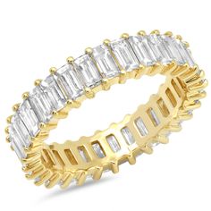 14K Gold Diamond Vertical Baguette Ring  Carat Weight: 3.4cts. Please allow 4 weeks for production Wedding Rings Baguette, White Wedding Rings, Gold Stacking Rings Wedding, Emerald Eternity Band, Wedding Band Rings, Baguette Ring, Gold Ear Cuff, Ear Cuff Earings, Circle Diamond