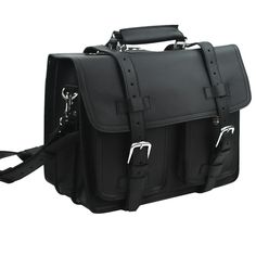 Dimension: 16 * 11.5 * 7.5"; Front Pockets: 5 X 7" W/Lock Internal Size:15.5 * 11"; Weight: 9 Lbs; Full Leather Made Professional Ceo Type Briefcase With Backpack Function 3 Spacious Sections; 3 Full Leather Straps; Buckle Closure 2 Large Internal Pocket Plus Back Document Pocket Black Briefcase Backpack For Office, Black Rectangular Saddle Bag With Gunmetal Hardware, Black Business Backpack Satchel, Classic Black Leather Backpack For Office, Classic Black Leather Office Backpack, Formal Leather Lined Standard Backpack, Black Saddle Shoulder Bag With Palladium Hardware, Classic Laptop Bag With Palladium Hardware For Travel, Luxury Leather Briefcase Backpack