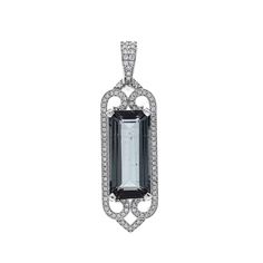 6.5cts Tourmaline and Diamond Gold Pendant - 14k White Gold Jewelry - Natural Gemstone Jewelry For Women - Art Deco - Birthday Gift STONE DETAILS : ❋ Stone : Tourmaline & Diamond  ❋ Stone Size : 8x17 MM Approx.  ❋ Stone Weight : 6.5 Cts. Approx. ❋ Stone Shape : Rectangle Cut ❋ Stone Color : As Shown In Picture ❋ Stone Type : Natural ❋ Diamond Weight : 0.26 Cts. Approx. ❋ Diamond Shape : Round Cut  ❋ Diamond Quality : G-HI ❋ Diamond Type : Natural METAL DETAILS : ❋ Metal Purity : Solid 14K Gold ❋ Metal Color : White Gold ❋ Pendant Length : 37 mm Approx. ❋ Gross Weight : 4.55 Gms. Approx. ❋ Gold Net Weight : 3.194 Gms. Approx. ❋ Making : Handmade ❋ Style Code : Pendant-0111 ------------------------------------- Note: For more products visit my shop through by below link: ❋ Social Media Links Elegant Tourmaline Pendant Jewelry, Diamond Gold Pendant, Gold Minimalist Jewelry, Pave Diamond Earrings, Tourmaline Pendant, Natural Gemstone Jewelry, Women Art, White Gold Jewelry, Diamond Gold